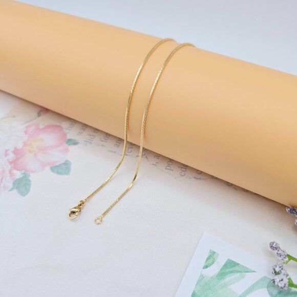 Shiny Rose Gold Herringbone Chain Necklace, Gold Plated Brass, XPNL0040 - Picture 9 of 12